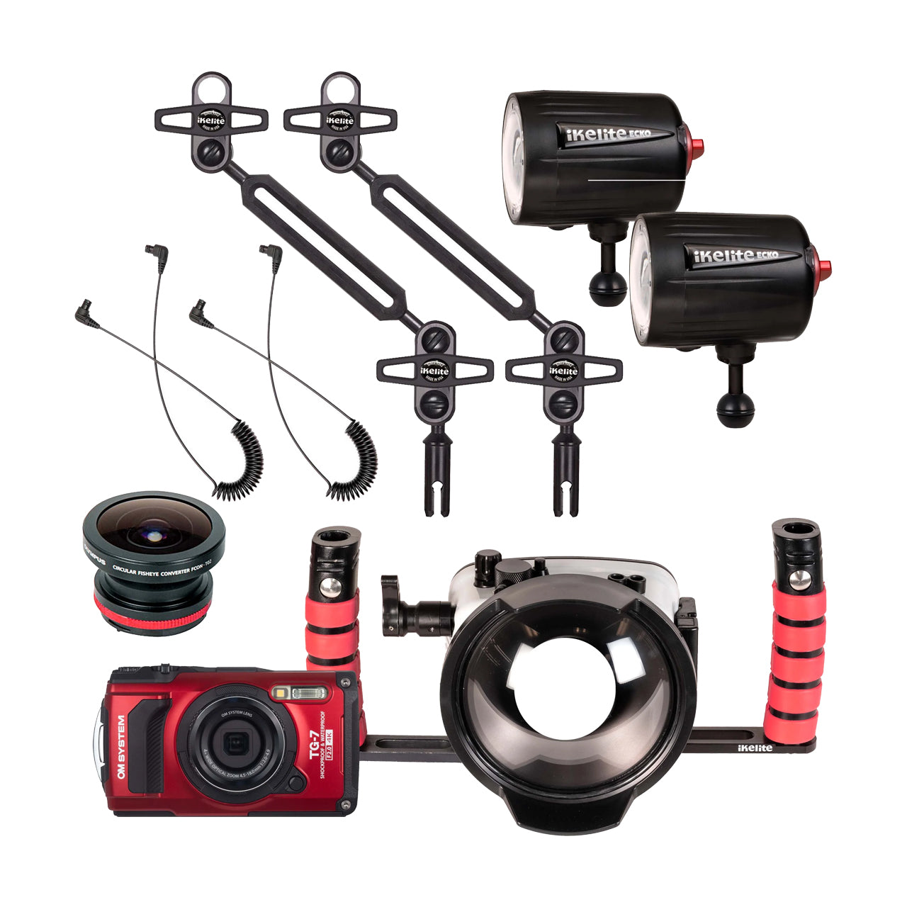 Camera, Ikelite Housing & Dual Strobe Deluxe Package: OM TG-7 & Ecko Strobe