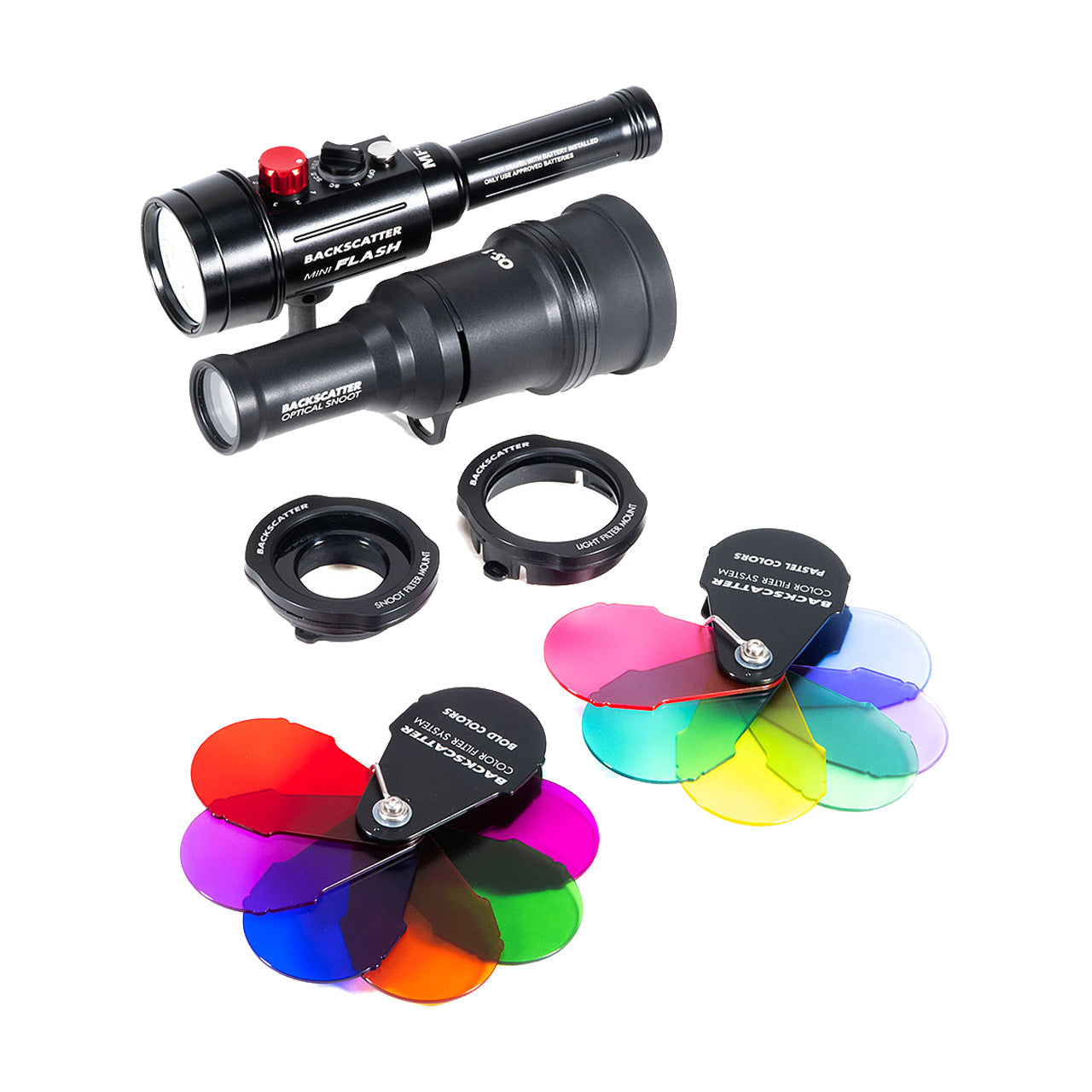 Backscatter Mini Flash 3 Underwater Strobe, OS-1 Snoot, & Color Filter Package
