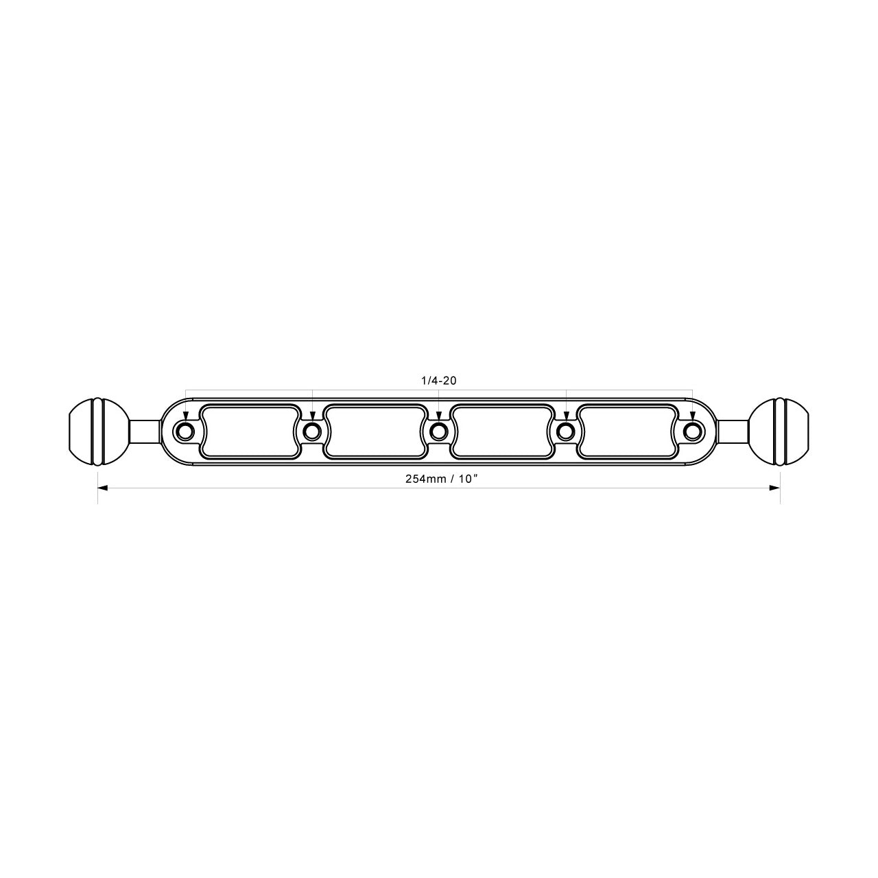 AOI AM1A-BB-10-BLK Ball Arm 10"