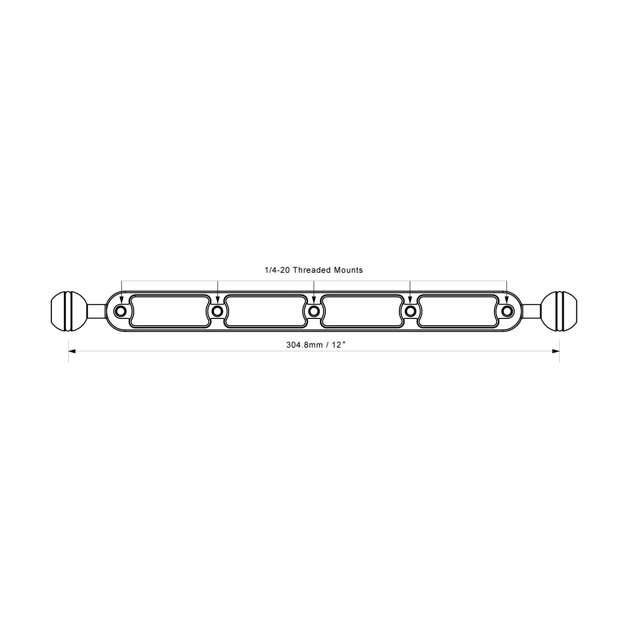 AOI AM1A-BB-12-BLK Ball Arm 12"