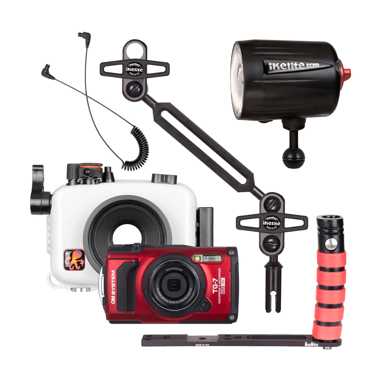 OM System TG-7 Camera, Ikelite Housing & Strobe Deluxe Package: OM TG-7 & Ecko Strobe